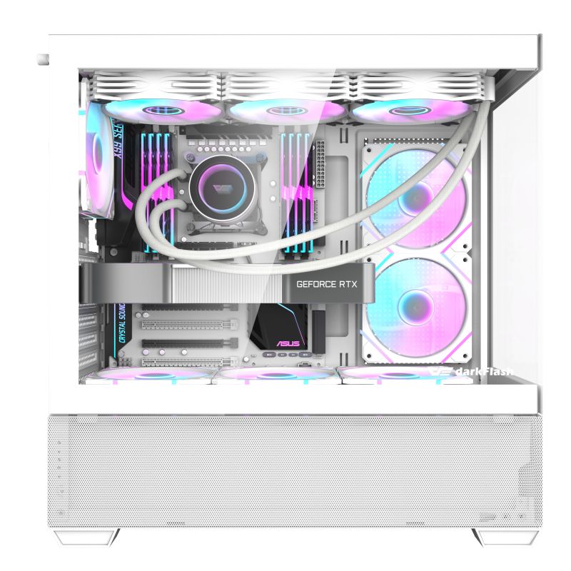 Vỏ Case DarkFlash DS900 AIR - White (Màu Trắng / Kèm 4 Fan ARGB)