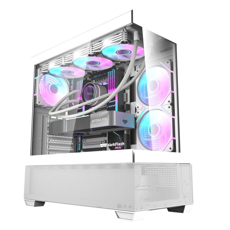 Vỏ Case DarkFlash DS900 AIR - White (Màu Trắng / Kèm 4 Fan ARGB)