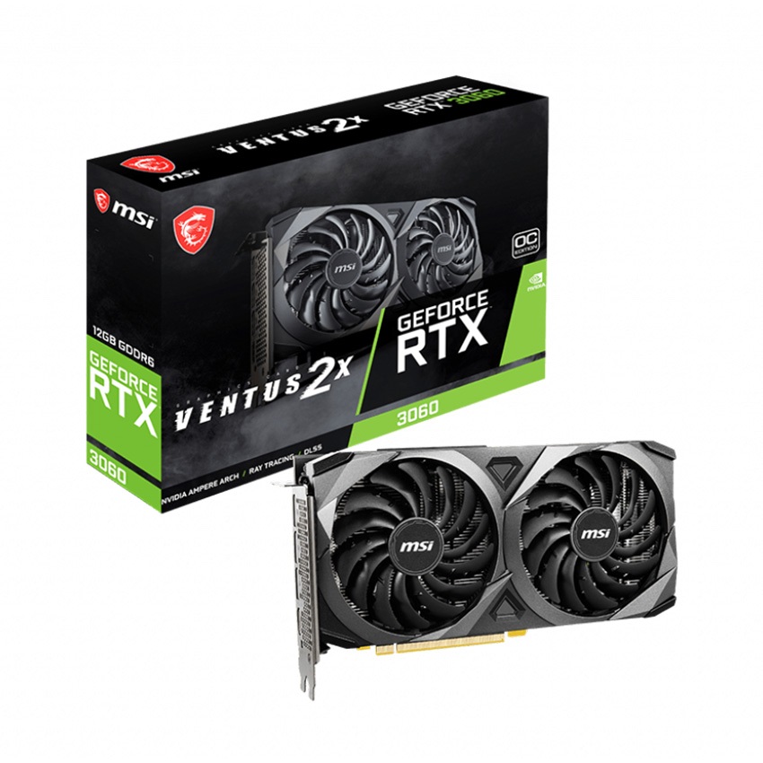 Card màn hình MSI RTX 3060 VENTUS 2X OC 12 GB (12GB GDDR6, 192-bit, HDMI +DP, 1×8-pin) 