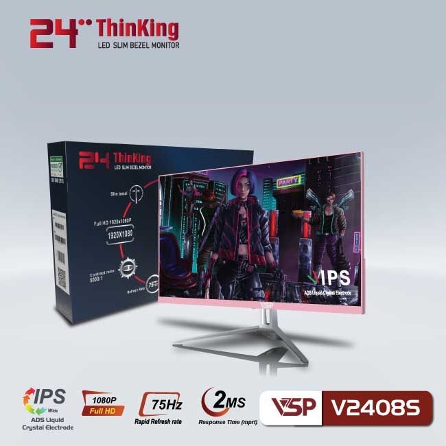 MÀN HÌNH VSP V2408S (23.8 INCH/FHD/IPS/75HZ/2MS/PINK)