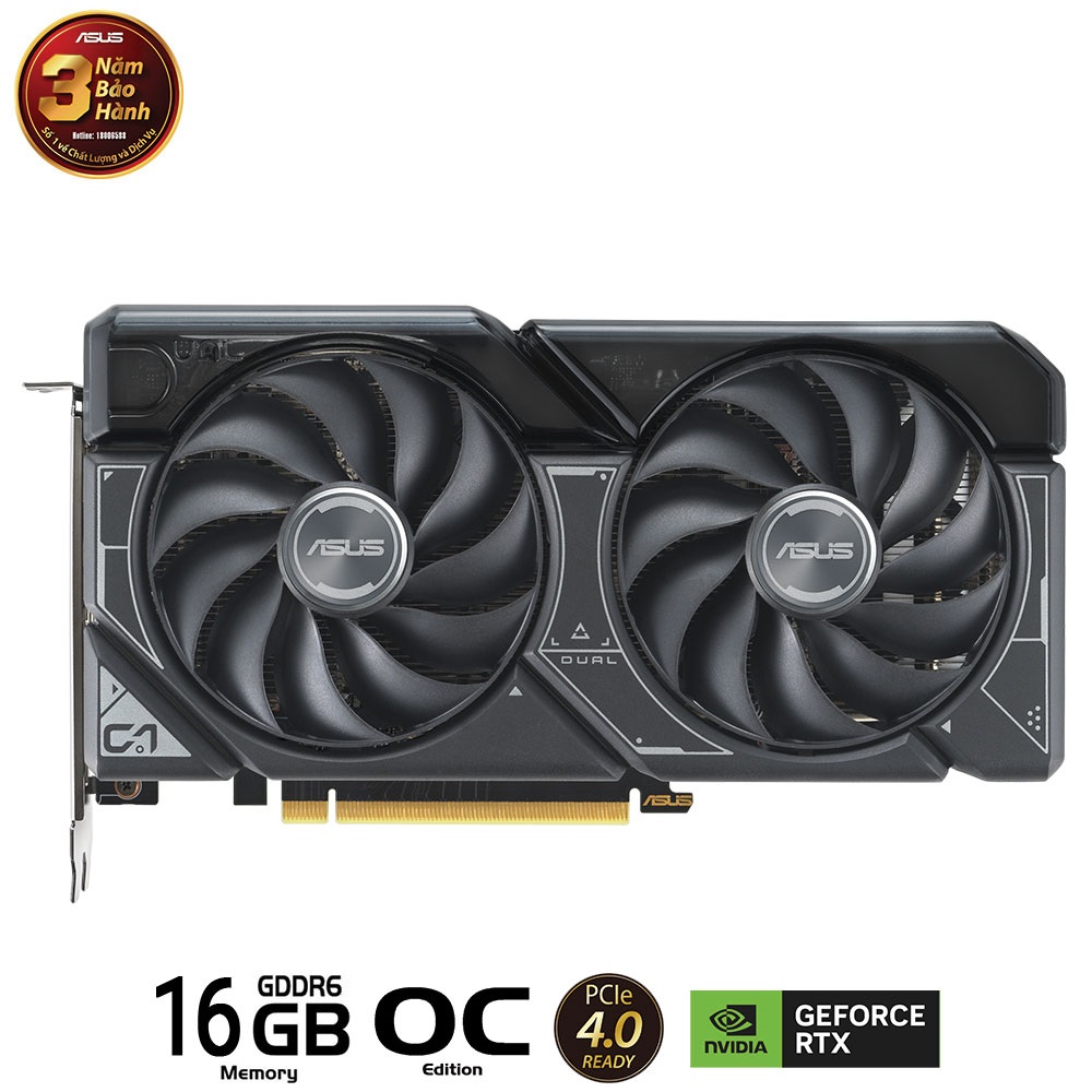 VGA ASUS Dual GeForce RTX 4060 Ti OC 16GB GDDR6 (DUAL-RTX4060TI-O16G)