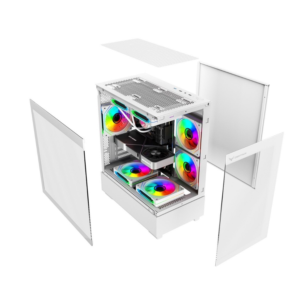 Vỏ Case CENTAUR METAL MESH WHITE Kèm 3 Fan RGB