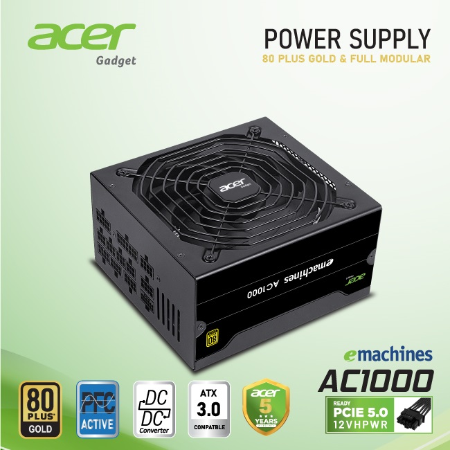 Nguồn Acer AC1000 FR Gold Bzone Full modular ATX 3.0 , PCI-E 5.0