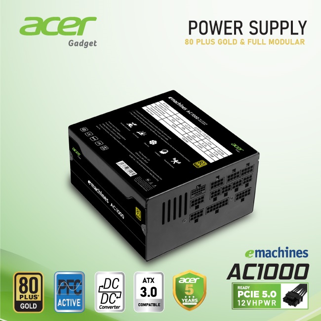 Nguồn Acer AC1000 FR Gold Bzone Full modular ATX 3.0 , PCI-E 5.0