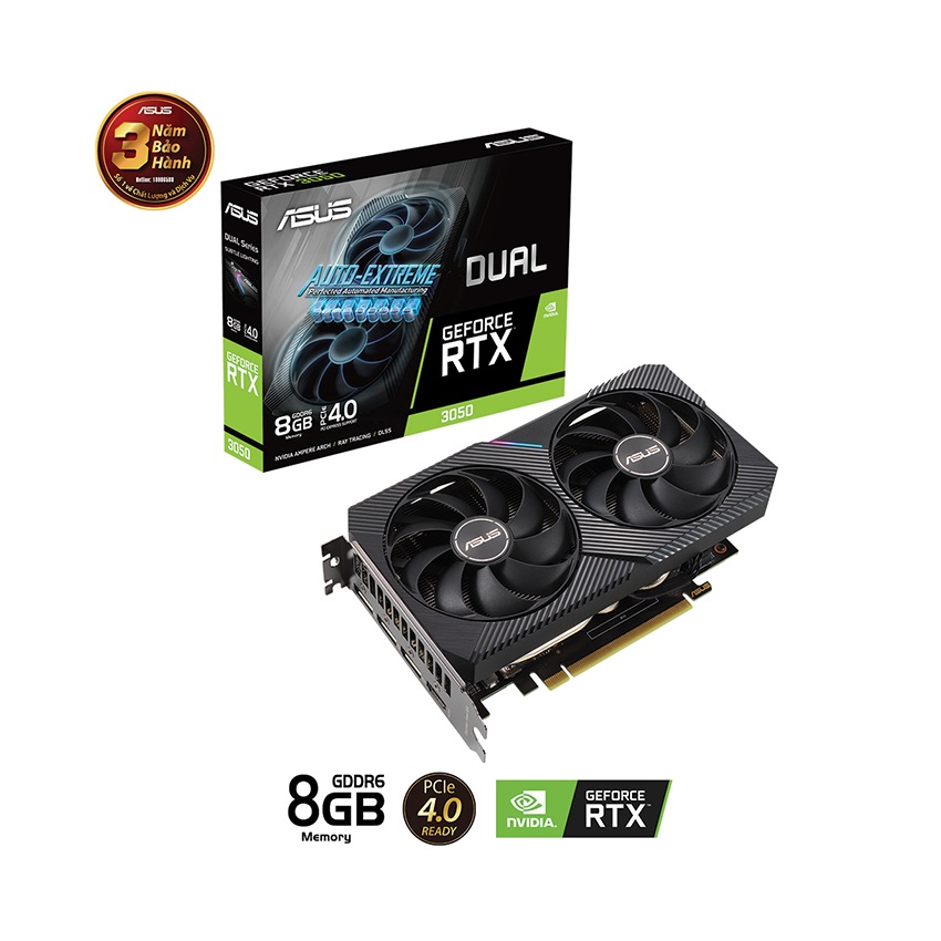 VGA ASUS Dual GeForce RTX 3050 V2 8GB (DUAL-RTX3050-8G-V2)