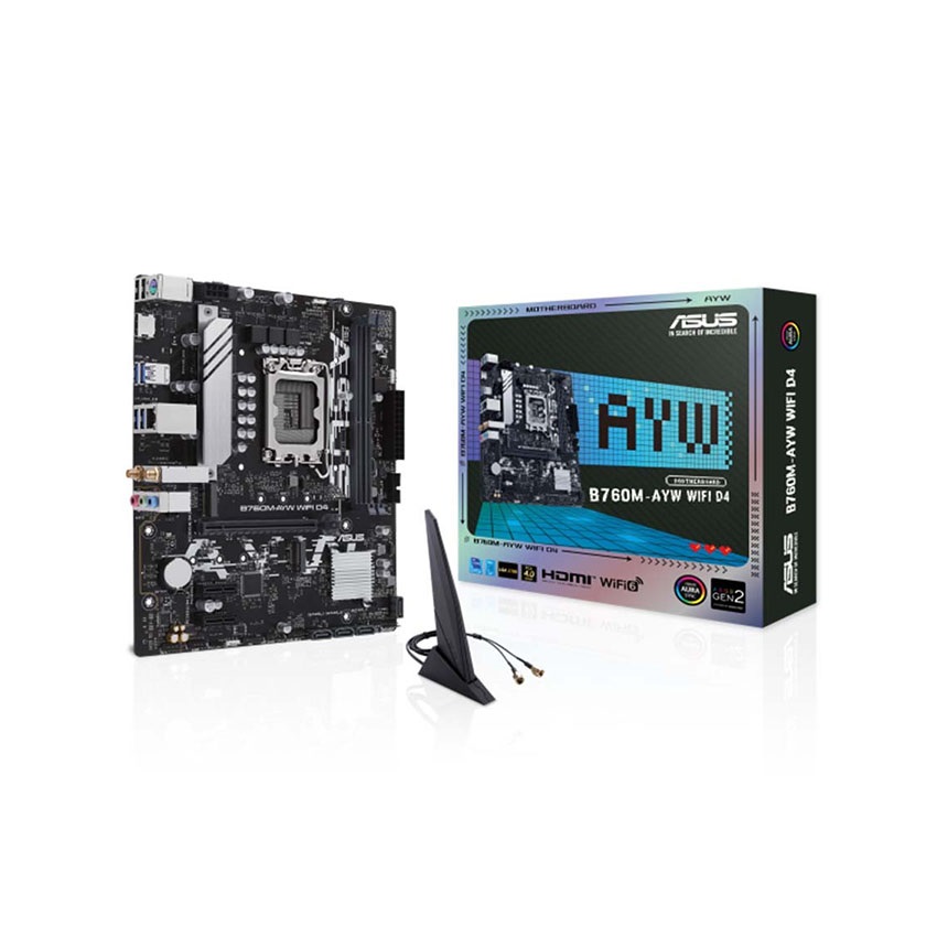  Mainboard ASUS B760M-AYW WIFI D4 (Intel B760, LGA1700, 2 x DDR4 64GB, mATX)