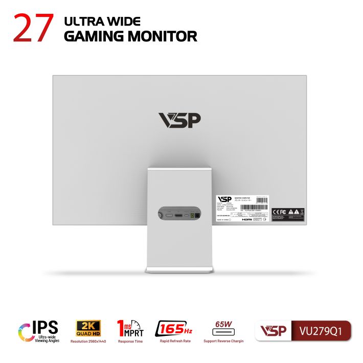 Màn hình VSP VU279Q1 (27 inch/QHD/IPS/165Hz/1ms/USB-C 65W/White)