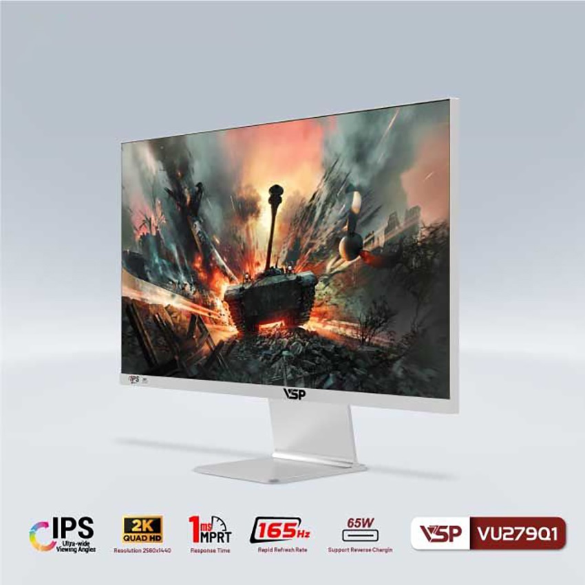 Màn hình VSP VU279Q1 (27 inch/QHD/IPS/165Hz/1ms/USB-C 65W/White)