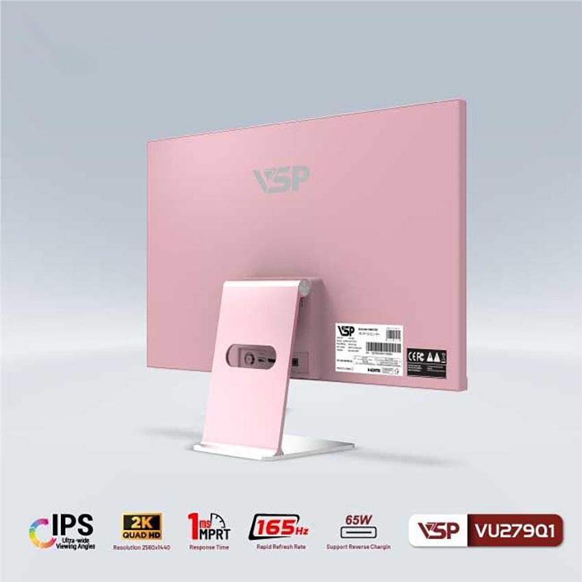 Màn hình VSP VU279Q1 (27 inch/QHD/IPS/165Hz/1ms/USB-C 65W/Pink)