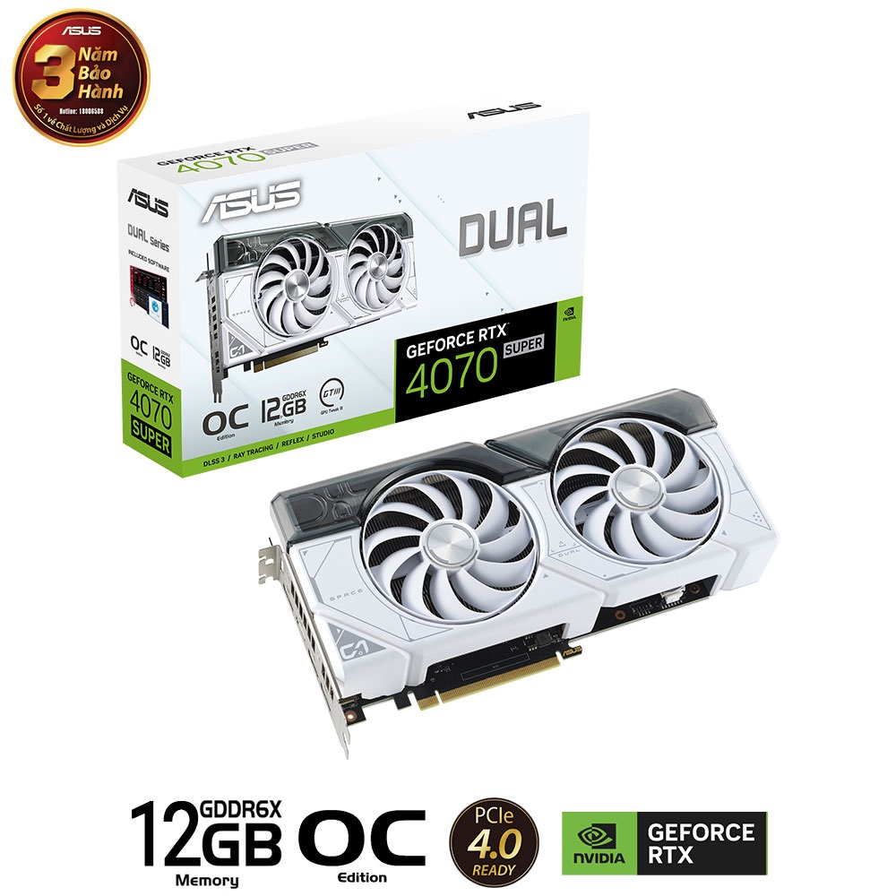 VGA Asus DUAL RTX 4070 SUPER-O12G WHITE