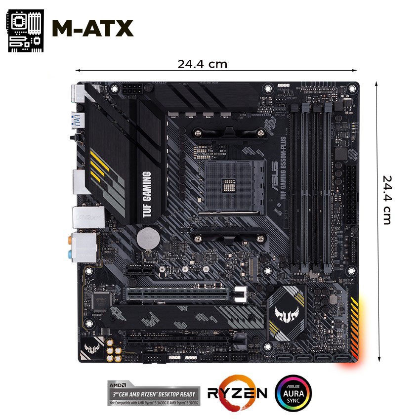 Mainboard ASUS TUF GAMING B550M-PLUS (AMD B550, Socket AM4, m-ATX, 4 khe RAM DRR4)