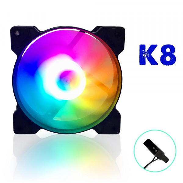 Fan Case Cooller K8 Led RGB Đen ( Tự Động Đổi Màu, Cắm Nguồn Trực Tiếp )