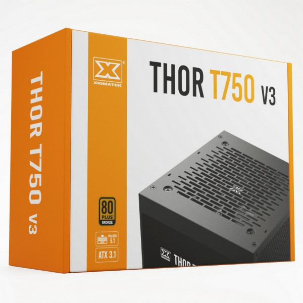 Nguồn máy tính XIGMATEK THOR T750 v3 750W (EN43130) - 80PLUS BRONZE, PCIe Gen 5.1, ATX 3.1