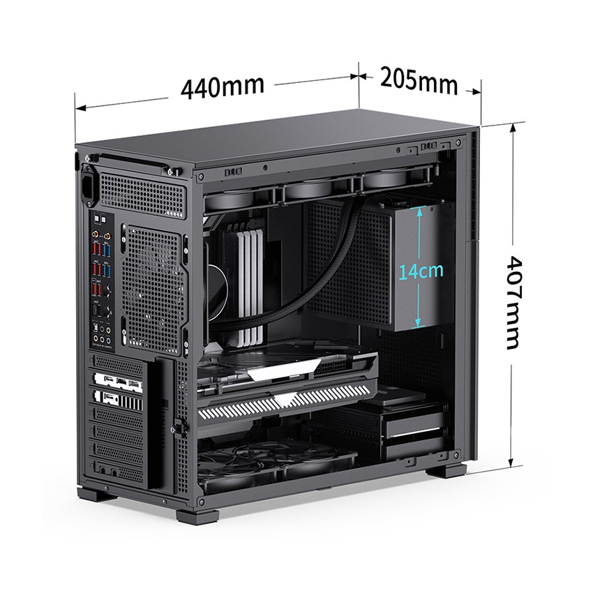 Vỏ case Jonsbo D41 MESH Black ( Mid Tower/Màu Đen)