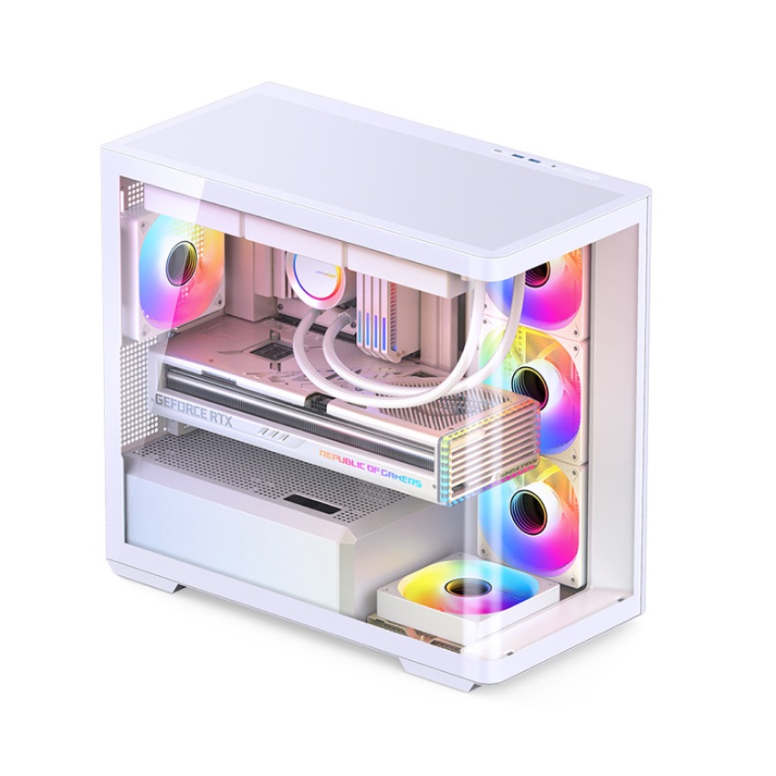 Vỏ Case JONSBO D300 White ( MATX, Màu Trắng , Kính Cong)