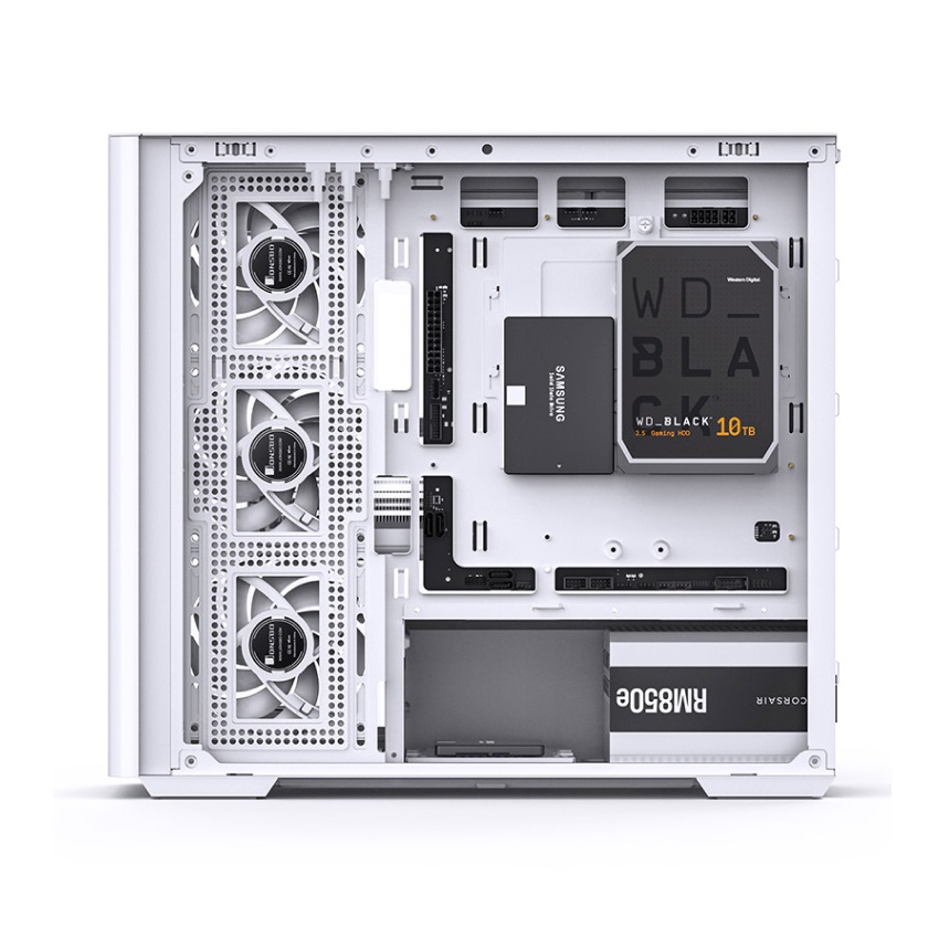 Vỏ Case JONSBO D300 White ( MATX, Màu Trắng , Kính Cong)