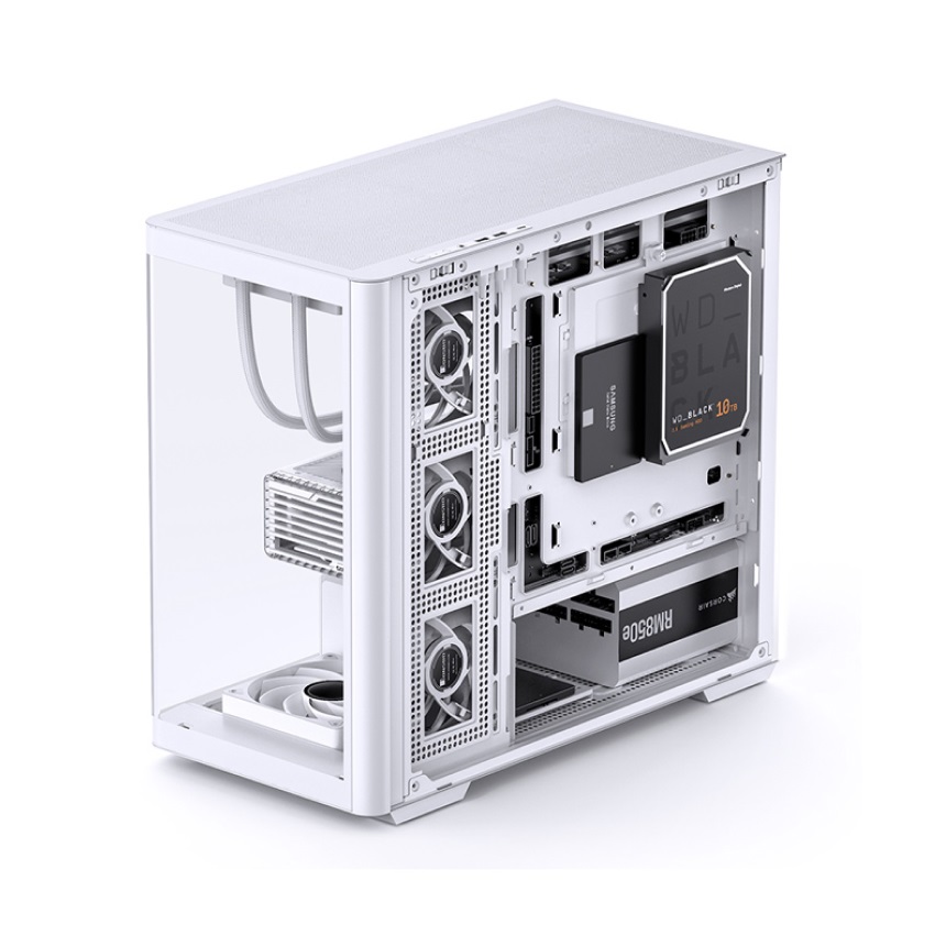 Vỏ Case JONSBO D300 White ( MATX, Màu Trắng , Kính Cong)