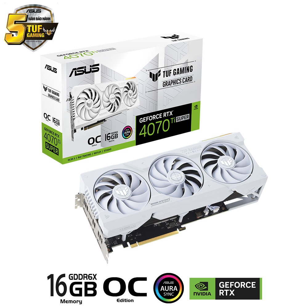 VGA Asus TUF RTX 4070 Ti SUPER-O16G-GAMING WHITE EDITION