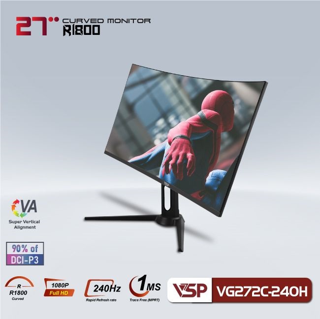 Màn hình cong VSP 27inch VG272C - 240Hz (27 inch/FHD/VA/240Hz/1ms/Cong)