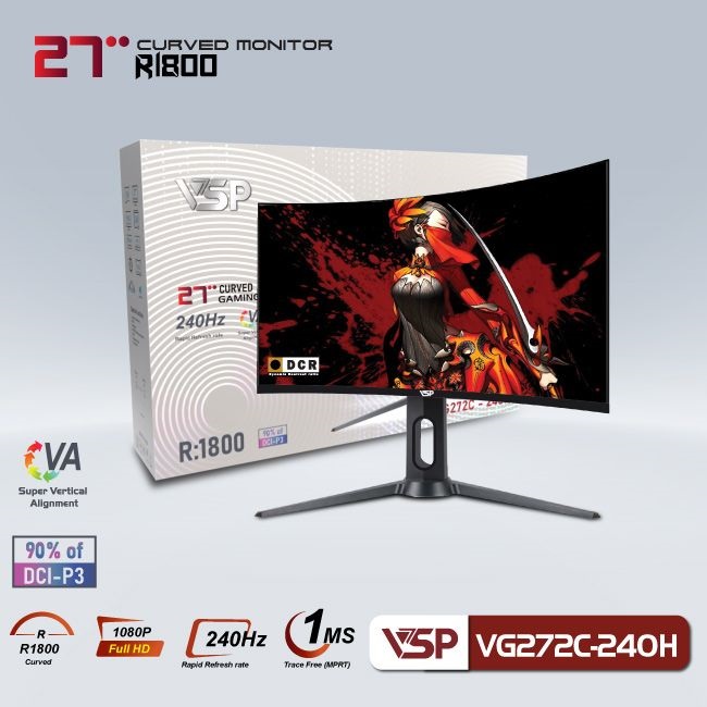 Màn hình cong VSP 27inch VG272C - 240Hz (27 inch/FHD/VA/240Hz/1ms/Cong)