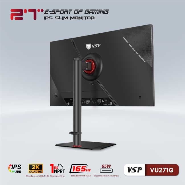 Màn hình Gaming VSP VU271Q (27 inch/QHD/IPS/165Hz/1ms/USB TypeC)