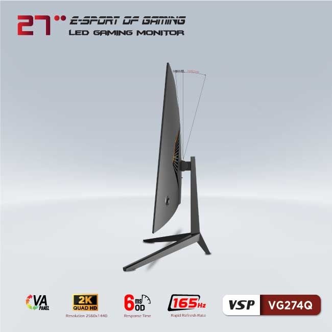 Màn hình Gaming VSP VG274Q (27 inch/QHD/VA/165Hz/6ms)