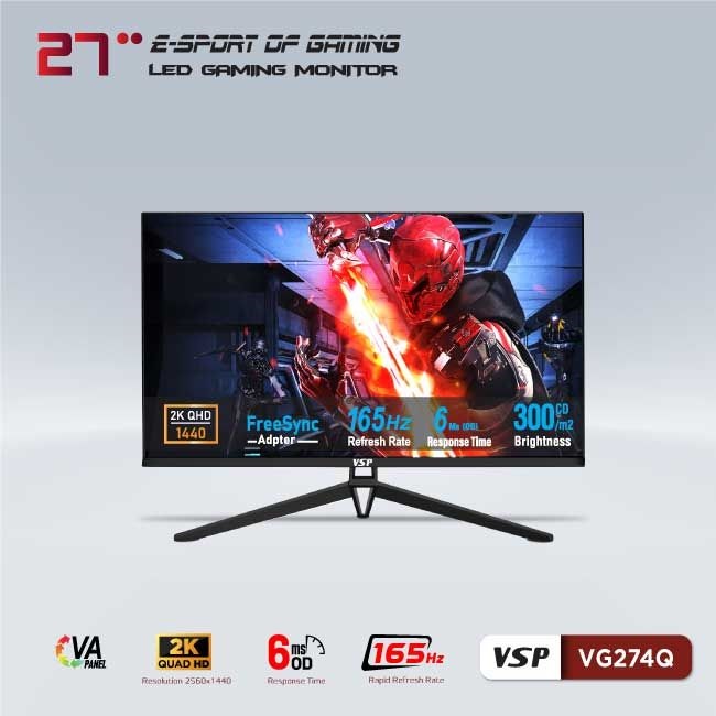 Màn hình Gaming VSP VG274Q (27 inch/QHD/VA/165Hz/6ms)