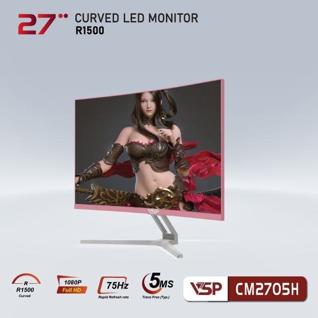 Màn hình cong VSP Thinking 27inch - CM2705H - 75Hz - Hồng