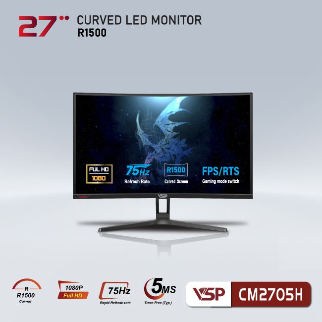 Màn hình cong VSP Thinking 27inch - CM2705H - 75Hz - Đen