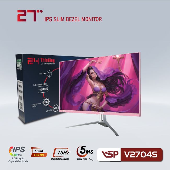 Màn hình VSP V2704S (27 inch/FHD/IPS/75Hz/5ms/Pink)