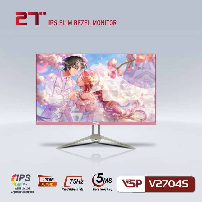 Màn hình VSP V2704S (27 inch/FHD/IPS/75Hz/5ms/Pink)