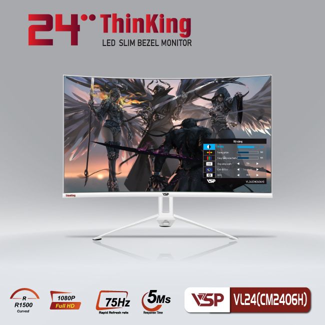 Màn hình VSP CM2406H (23.8 inch/FHD/VA/75Hz/5ms/Cong/White)