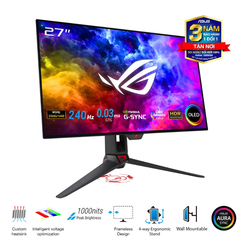 Màn hình Asus ROG Swift OLED PG27AQDM (27 inch/QHD/OLED/240Hz/0.03ms)