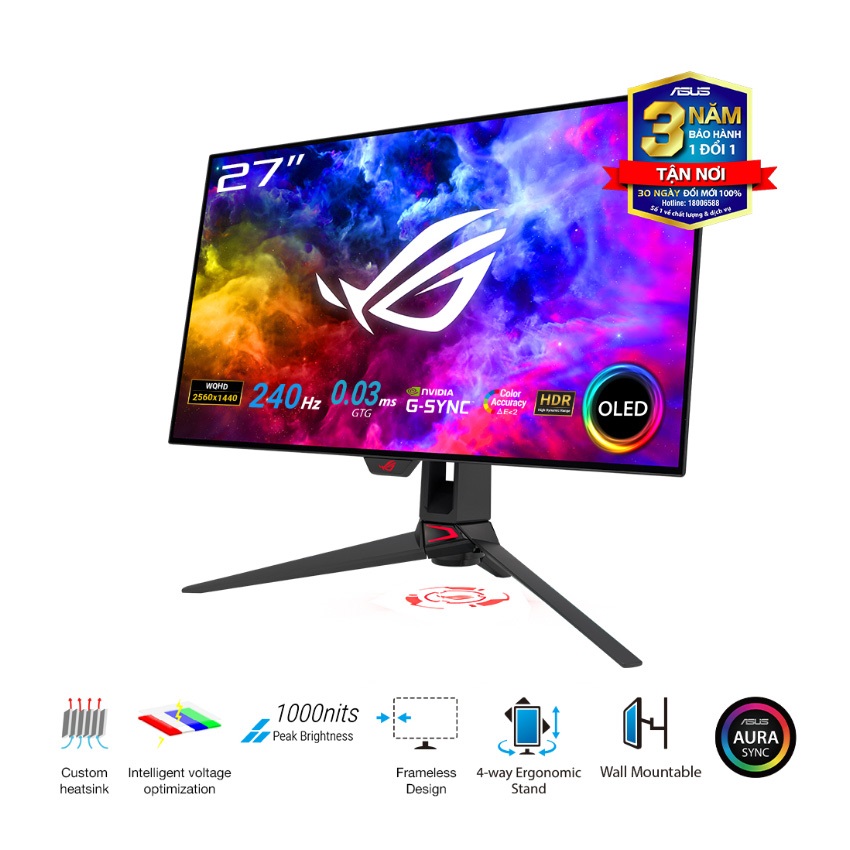 Màn hình Asus ROG Swift OLED PG27AQDM (27 inch/QHD/OLED/240Hz/0.03ms)