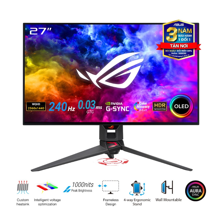 Màn hình Asus ROG Swift OLED PG27AQDM (27 inch/QHD/OLED/240Hz/0.03ms)