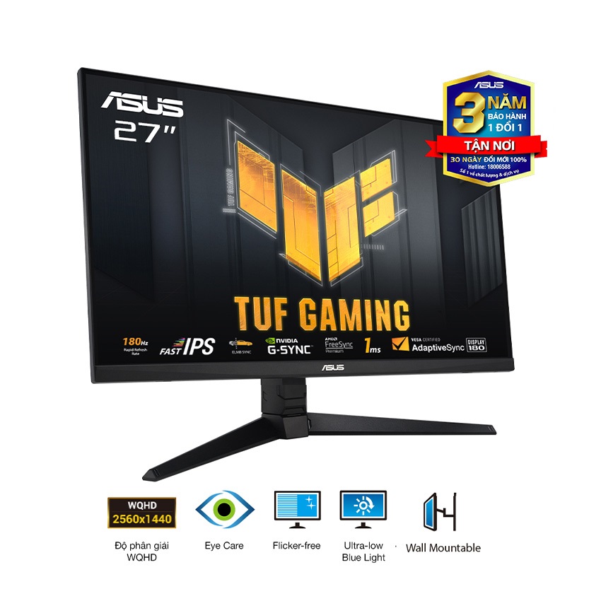 Màn hình Gaming ASUS TUF VG27AQ3A (27 inch/QHD/IPS/180Hz/1ms/Loa)