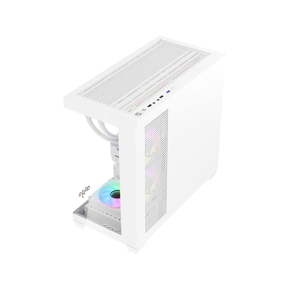 VỎ CASE AIGO C218M WHITE ( MATX, Màu Trắng, Case Bể Cá)