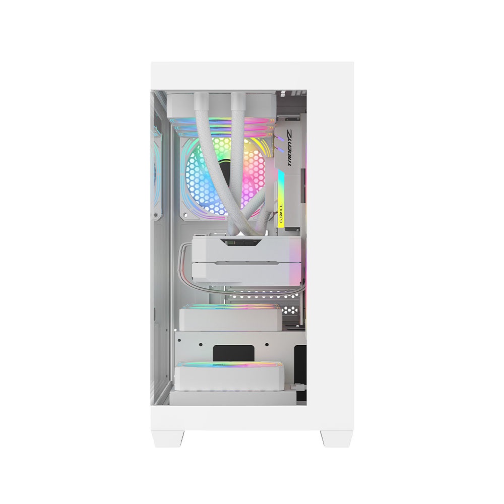 VỎ CASE AIGO C218M WHITE ( MATX, Màu Trắng, Case Bể Cá)