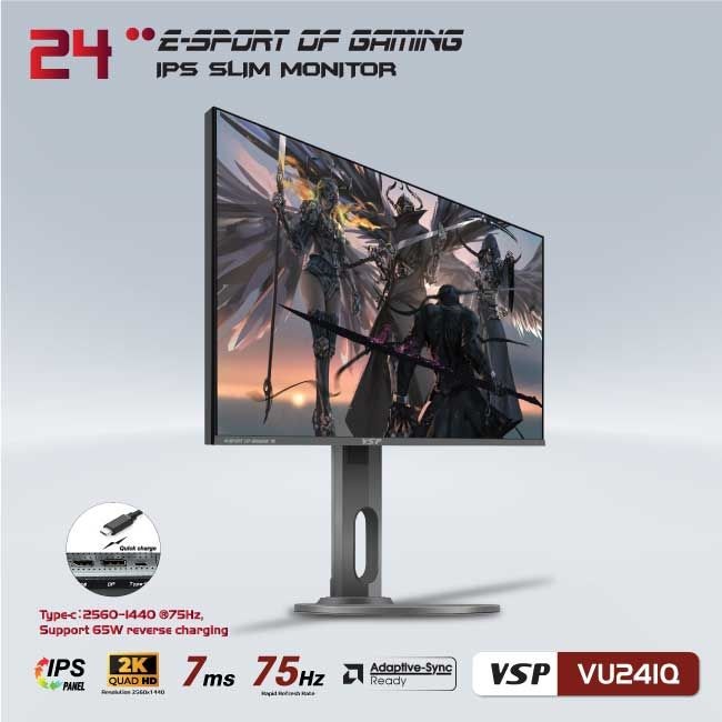 Màn hình phẳng VSP 24inch 2K eSport Gaming VU241Q - QHD /USB-C Type-C