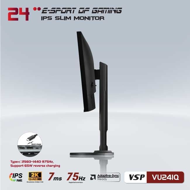 Màn hình phẳng VSP 24inch 2K eSport Gaming VU241Q - QHD /USB-C Type-C