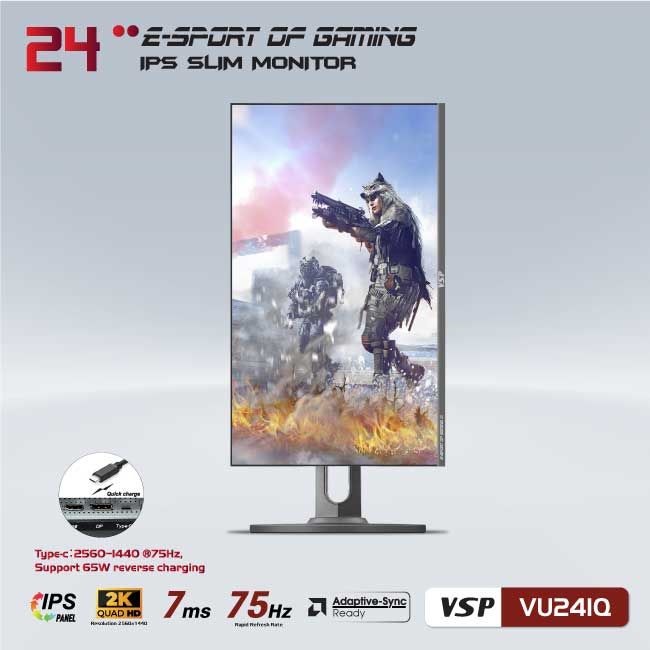 Màn hình phẳng VSP 24inch 2K eSport Gaming VU241Q - QHD /USB-C Type-C