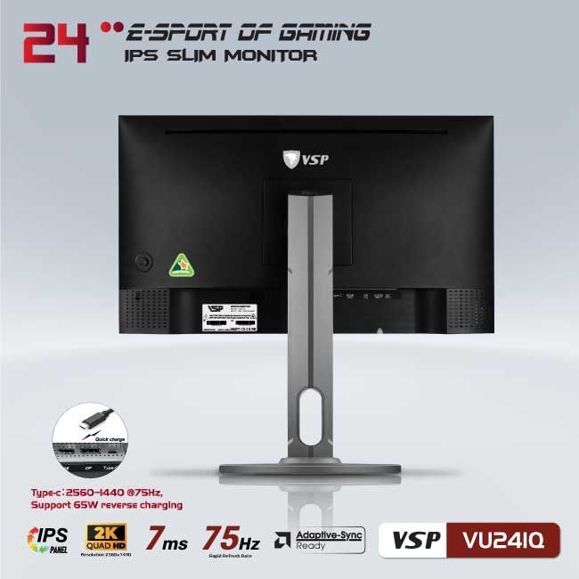 Màn hình phẳng VSP 24inch 2K eSport Gaming VU241Q - QHD /USB-C Type-C