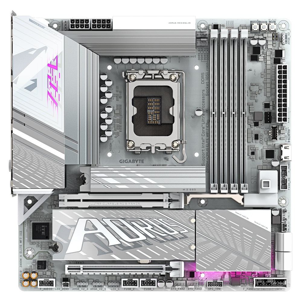 Mainboard GIGABYTE Z890M AORUS ELITE WIFI7 ICE (Intel Z890, Socket 1851, Micro ATX, 4 khe RAM DDR5)