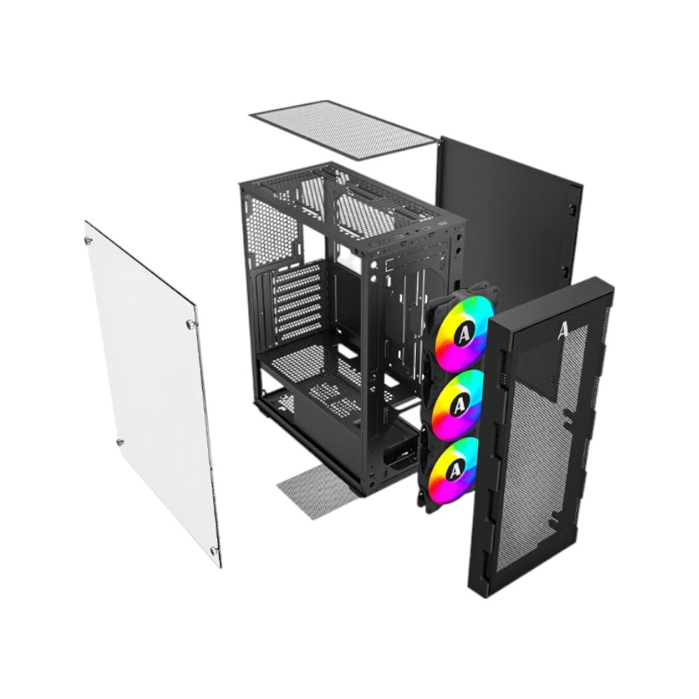 VỎ CASE MKC 3F (MID TOWER/MÀU ĐEN/3 FAN RGB)