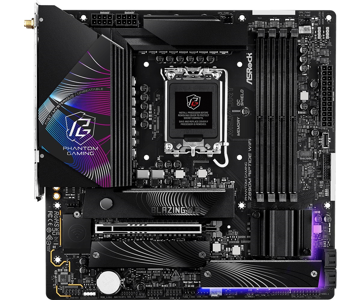 Mainboard ASROCK PG Z890M RIPTIDE WIFI (Intel Z890, Socket 1851, Micro ATX, 4 khe RAM DDR5)