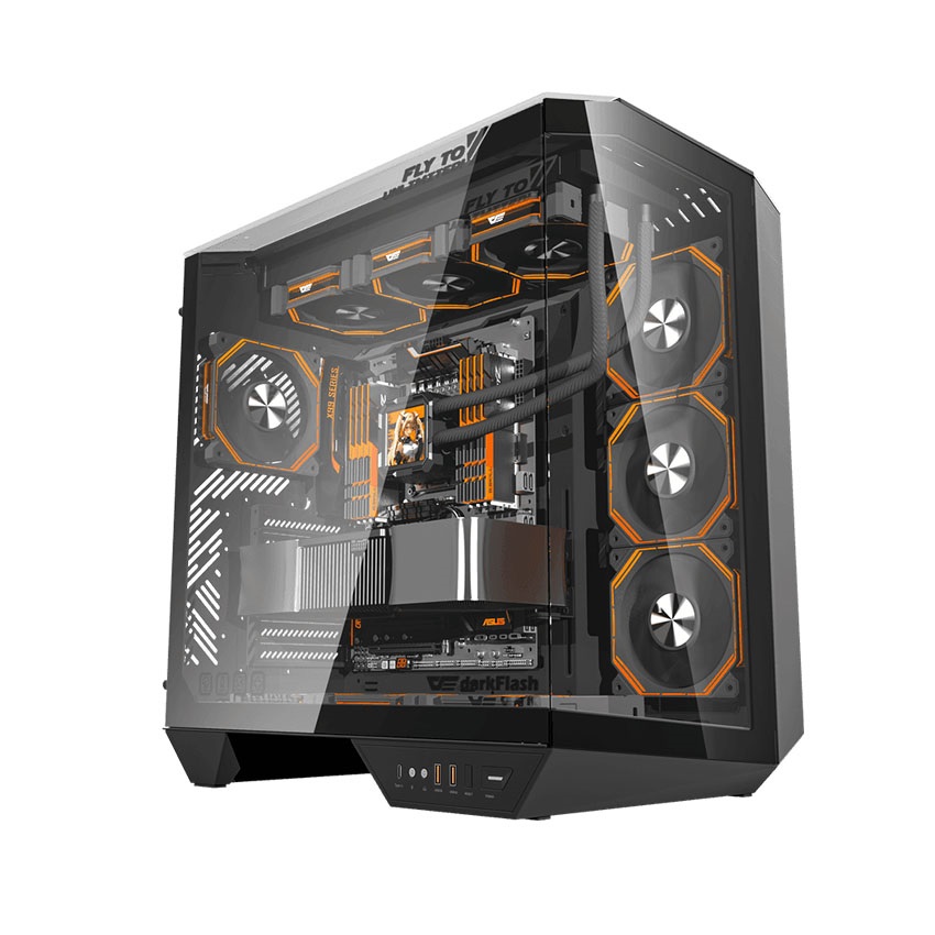 Vỏ Case DarkFlash DY470 Black (ATX, Mid Tower,Màu Đen) Case Bể Cá