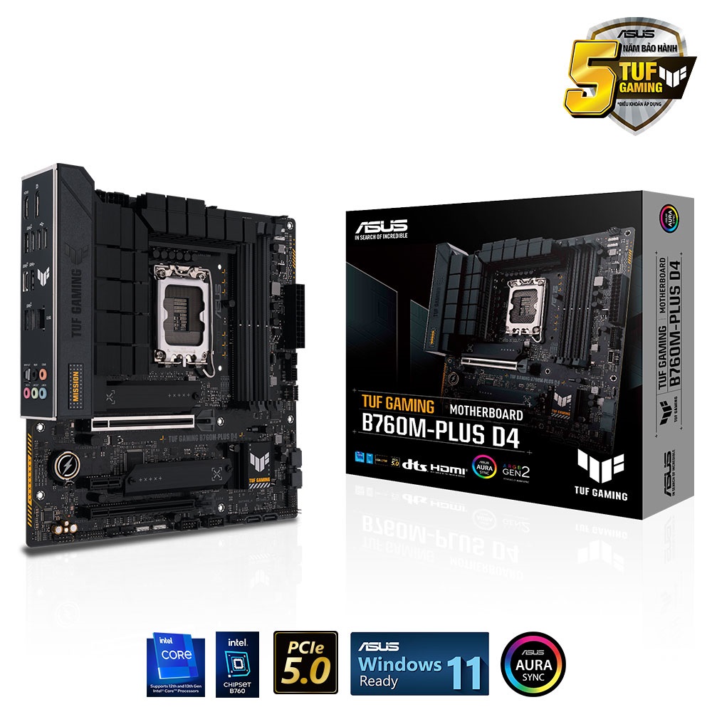 Mainboard ASUS TUF GAMING B760M-PLUS D4 (Intel B760, Socket LGA1700, mATX, 4 khe Ram DDR4)