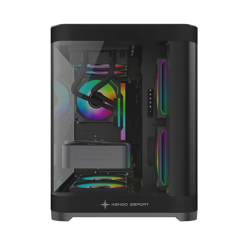 Vỏ case KENOO ESPORT MK400 - Đen (mATX / Mid Tower) - 3 FAN Vô Cực RGB AUTO