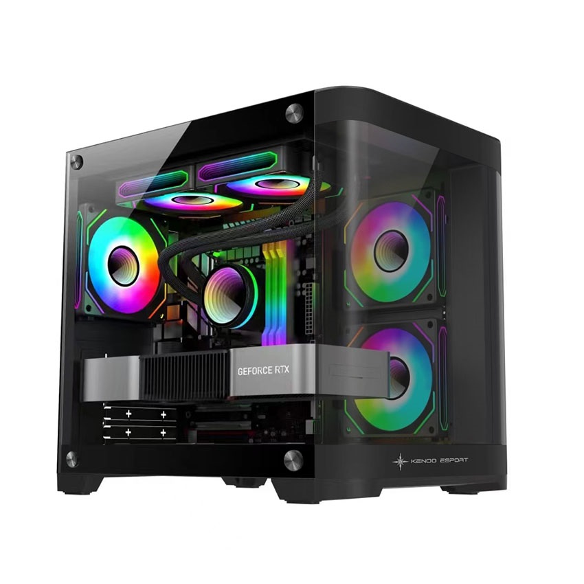 Vỏ case KENOO ESPORT MK400 - Đen (mATX / Mid Tower) - 3 FAN Vô Cực RGB AUTO