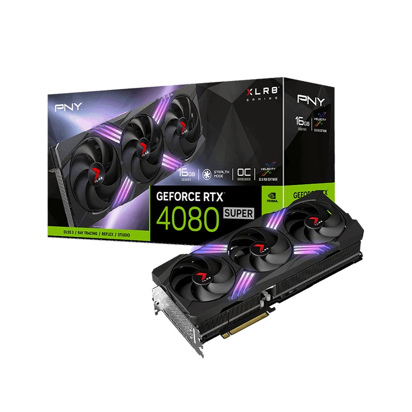 VGA PNY RTX 4080 SUPER 16GB XLR8 Gaming VERTO EPIC-X RGB Overclocked Triple Fan DLSS 3